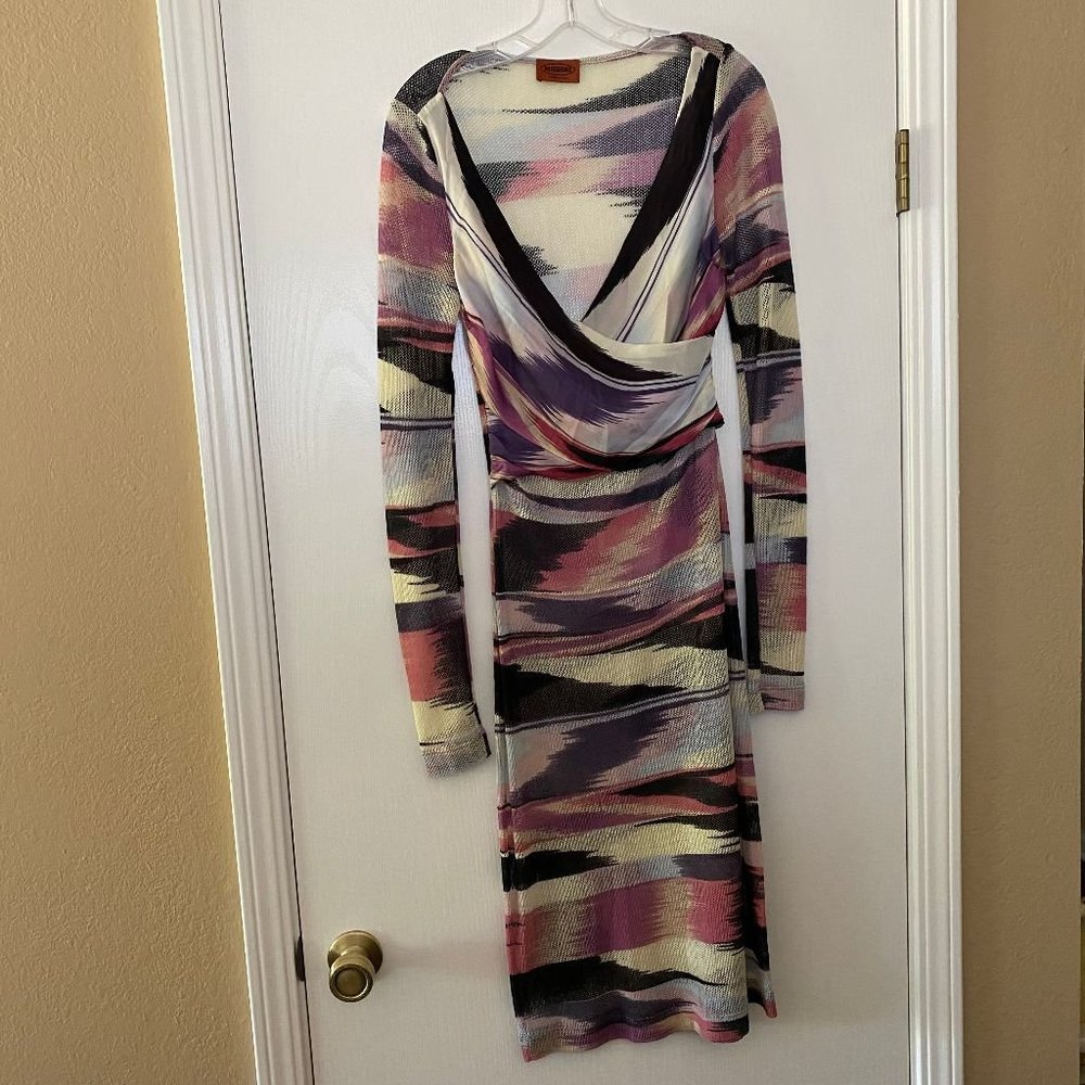 missoni faux wrap sheer dress